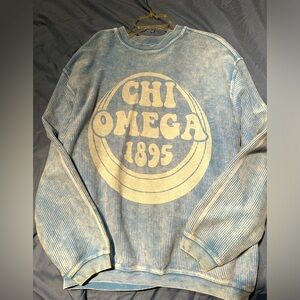 Chi Omega sweatshirt sorority Greek life Sz Small Corded Crew blue